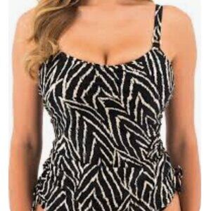 Fantasie Silhouette Island Tankini Top Black Ivory Animal Print Underwire 34DDD